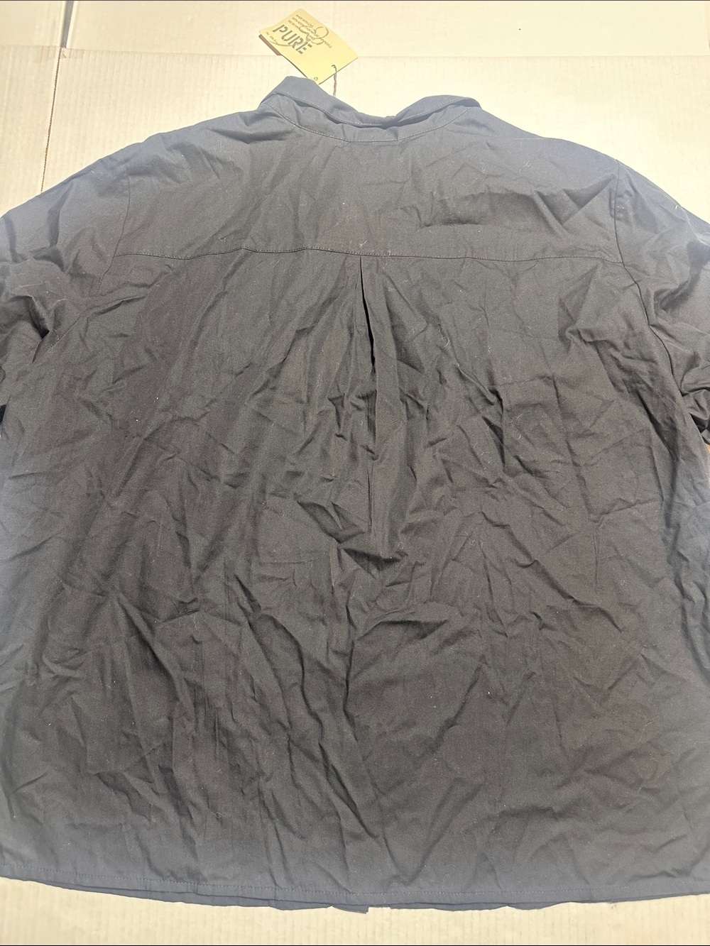 NWT Pure black Ulla Popken Navy elbow length button down top organic 100% cotton - Picture 8 of 13